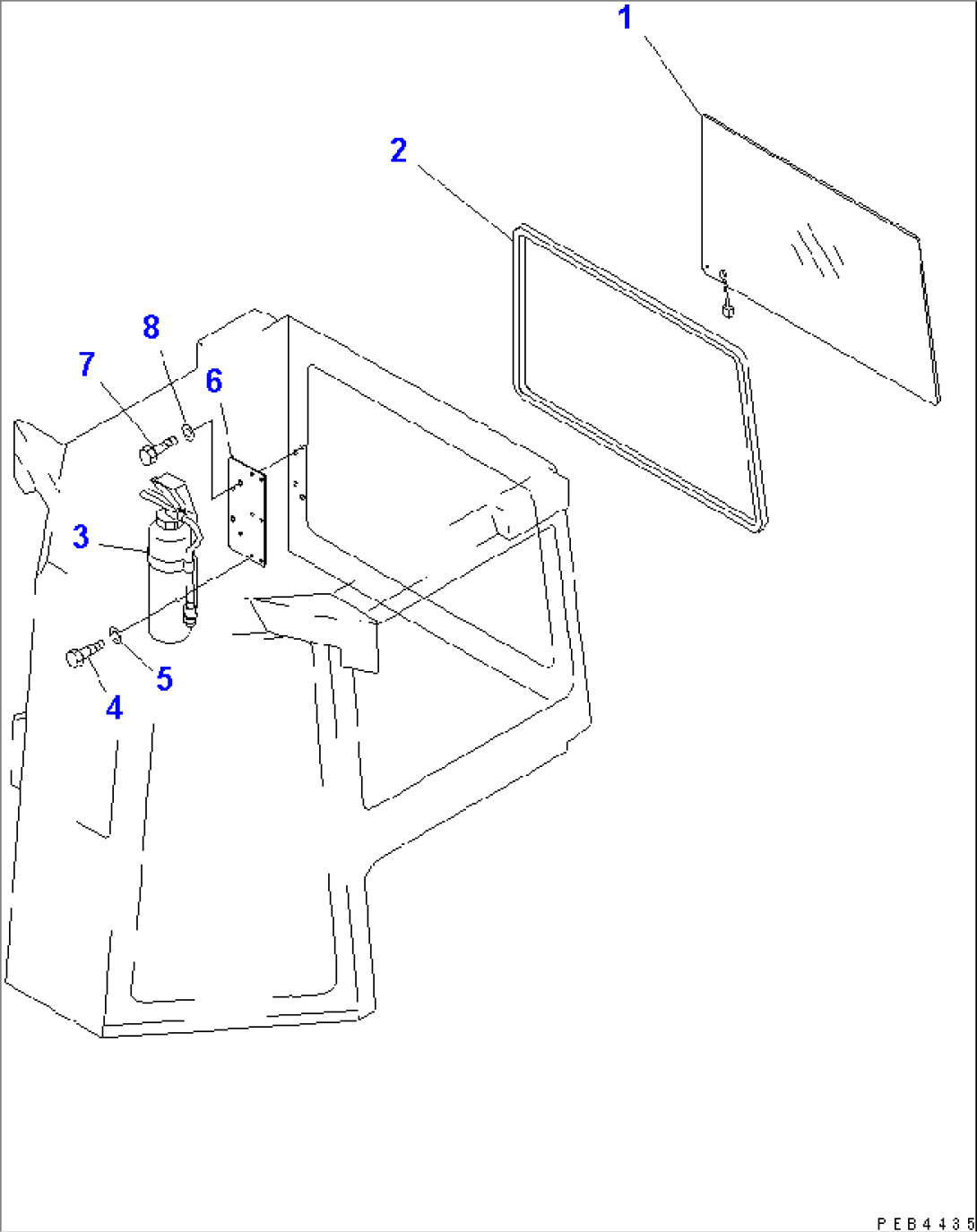 STEEL CAB (REAR WINDOW) (3/9) (WITH HEATABLE GLASS) (FOR NANKOU)(#3888-)