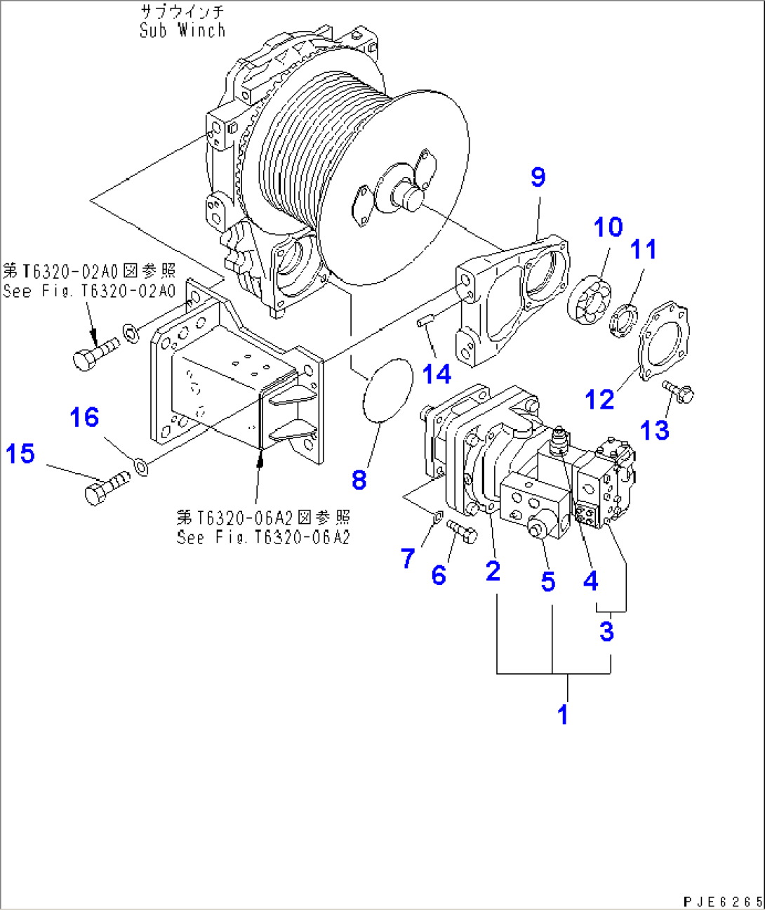 SUB WINCH (HYDRAULIC PISTON MOTOR) (HIGH SPEED WINCH)(#10301-)