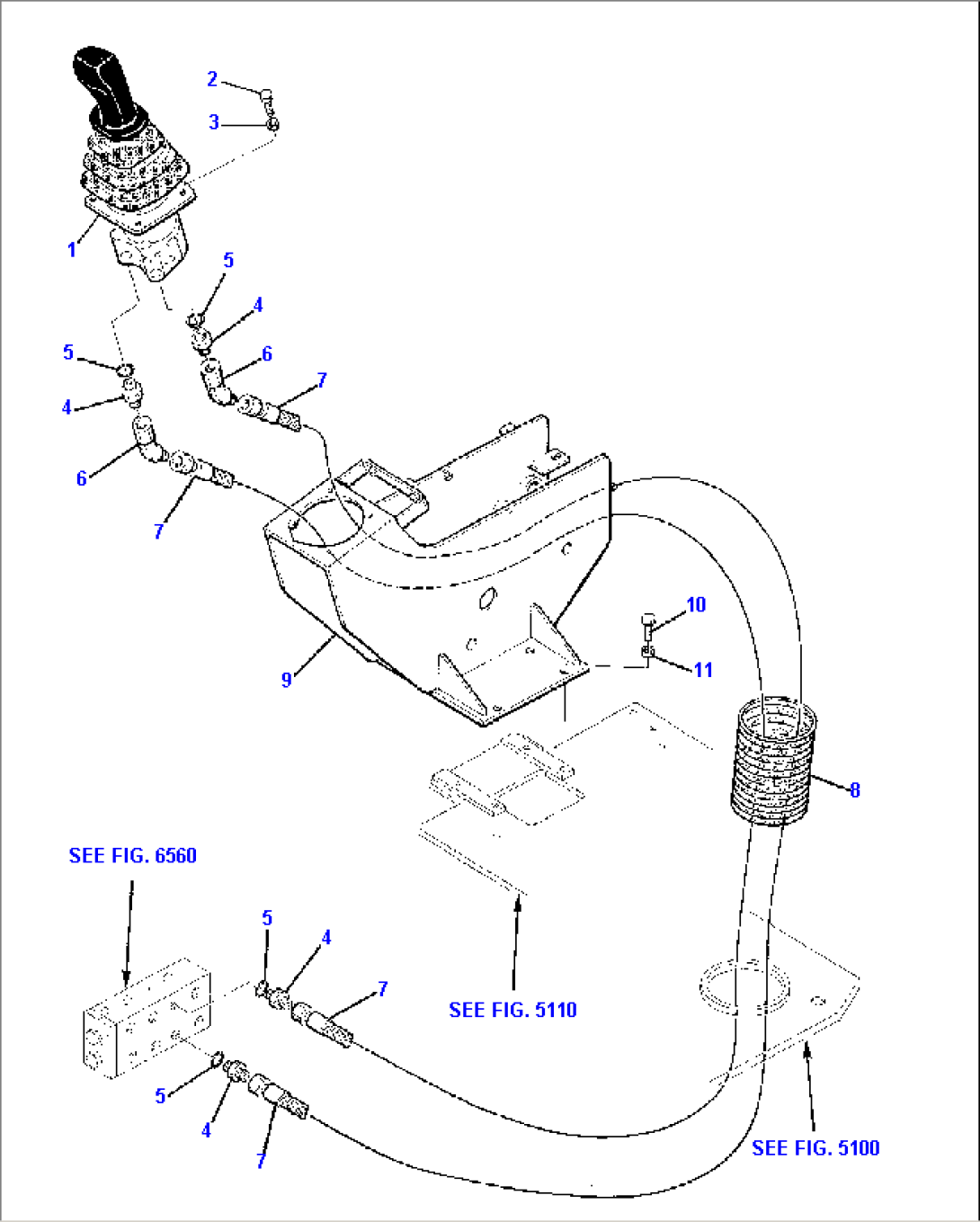 HYDRAULIC PIPING (BOOM AND BUCKET VALVE LINE) (1/2)