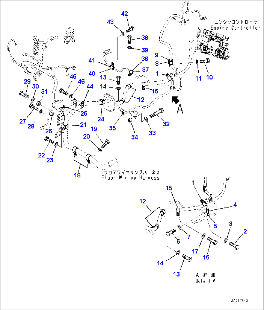 Electric Wiring Harness, Wiring Harness Clamp, Revolving Frame (1/2) (#30001-)