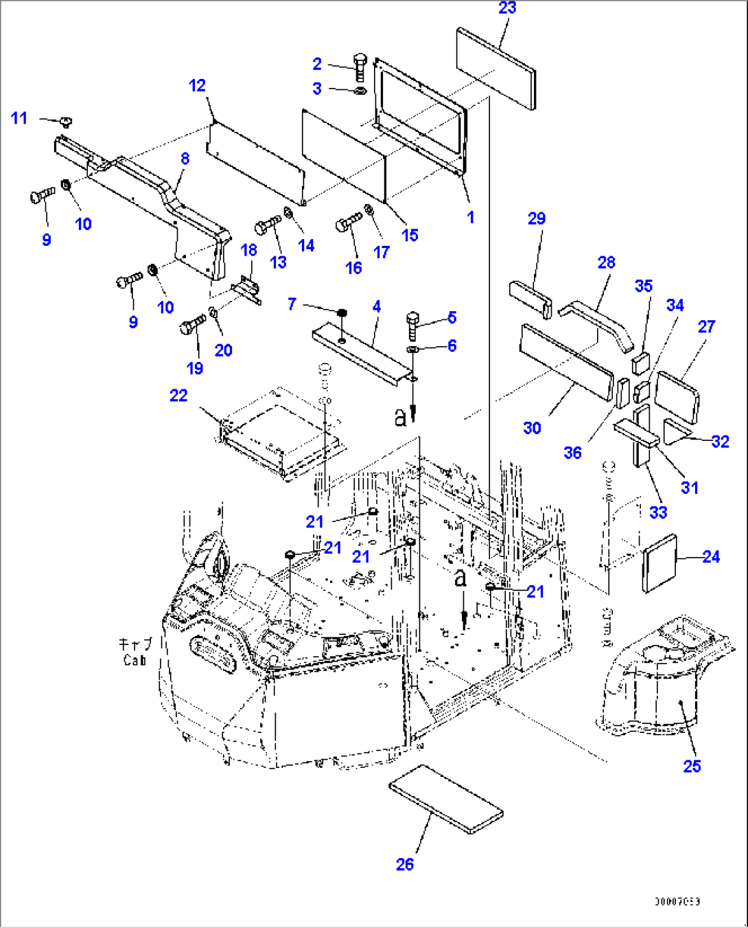 Cab and Cab Floor Group, Parking Brake Lever (#80001-)