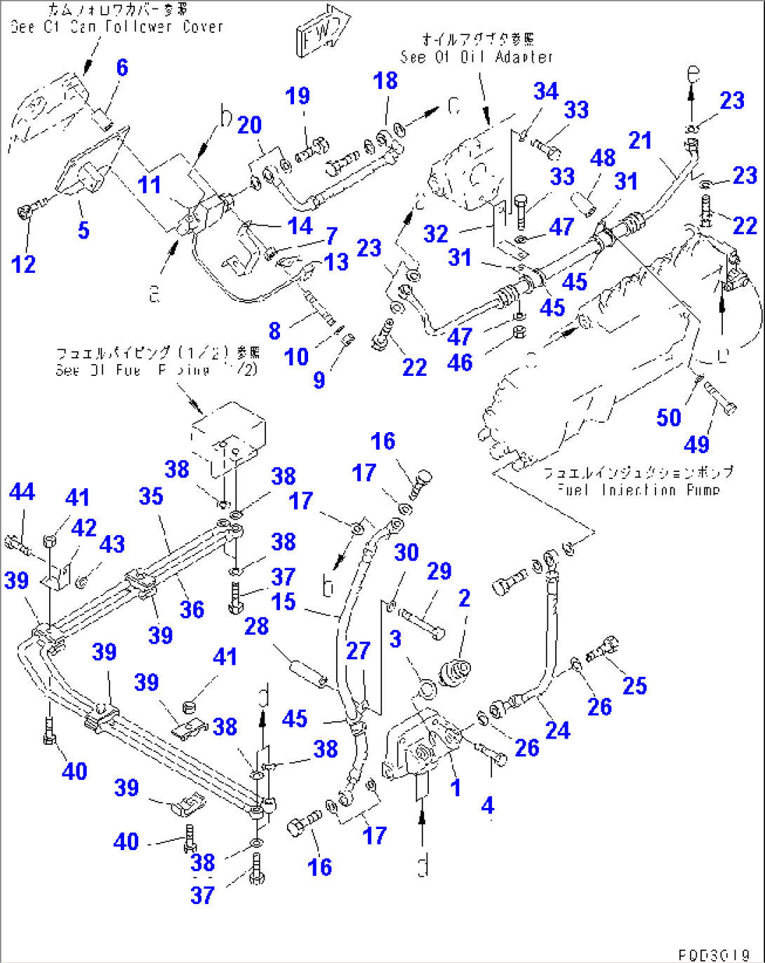 FUEL PIPING (2/2) (R.H. BANK) (FOR ELECTRICAL GOVERNOR)(#10357-)