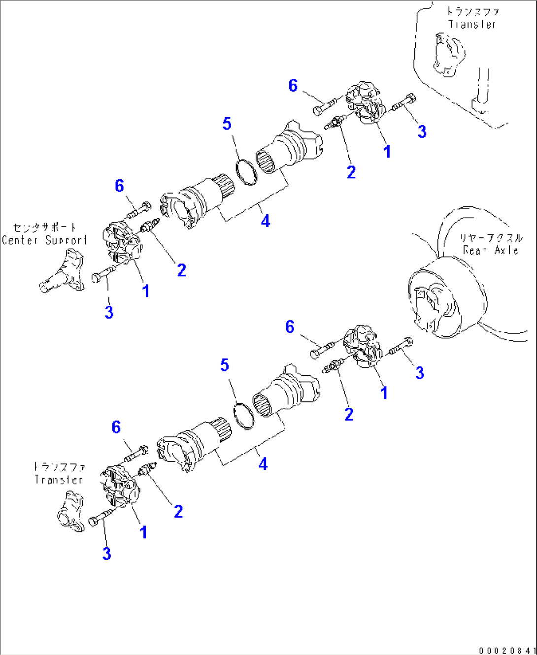 DRIVE SHAFT (CENTER AND REAR)(#50042-)