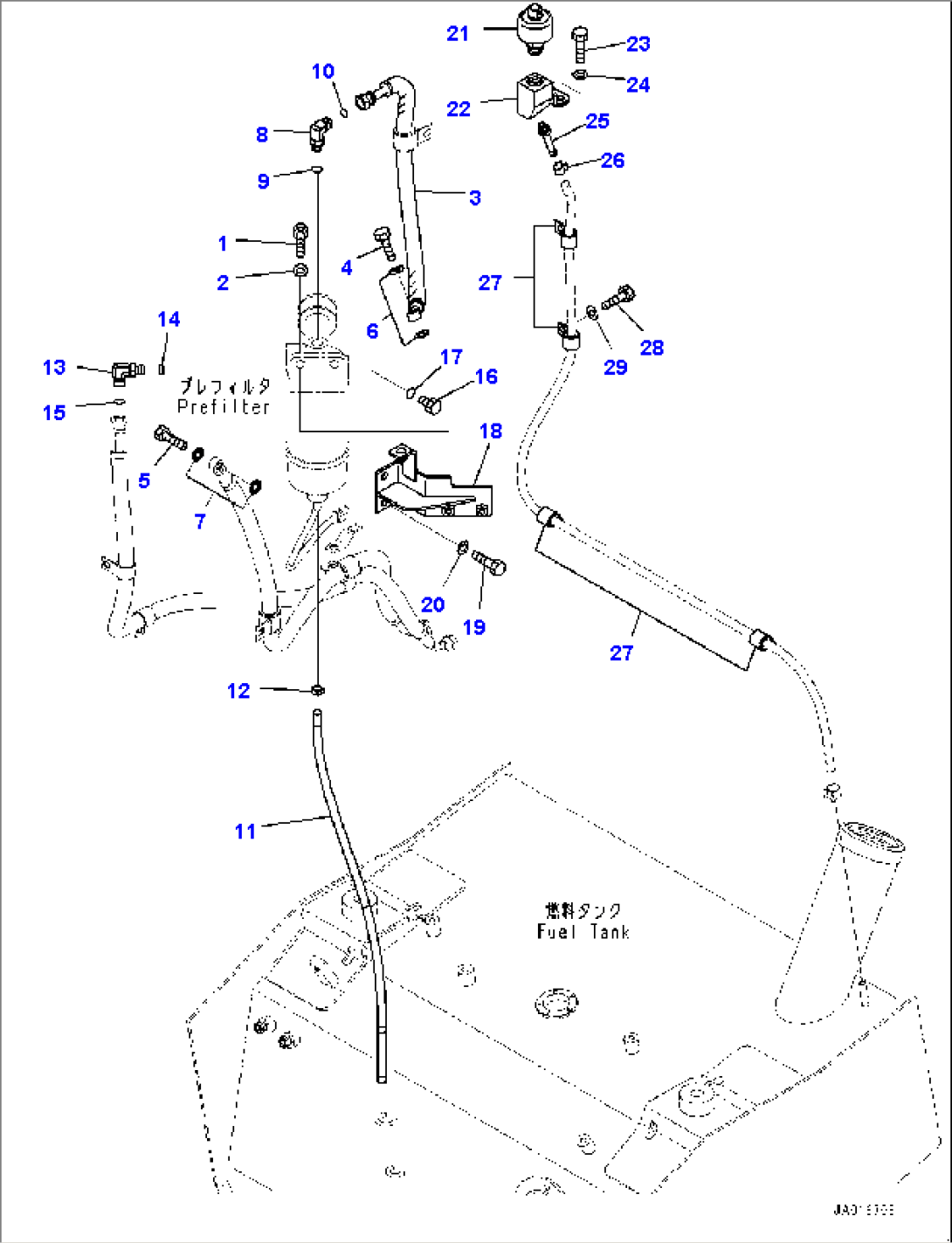 Fuel Tank, Prefilter and Mounting (#75053-)