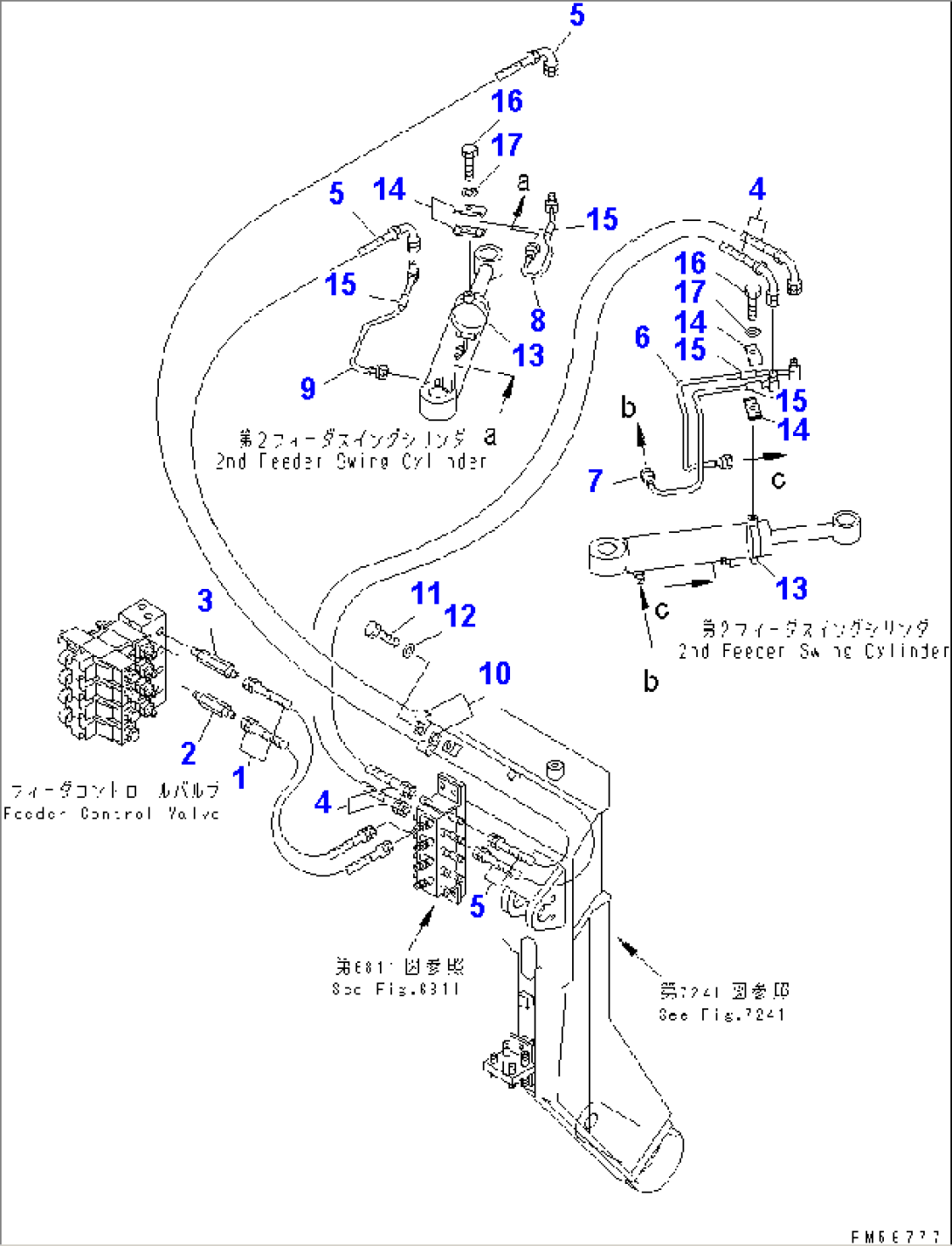 HYDRAULIC PIPING (2ND FEEDER SWING CYLINDER LINE)