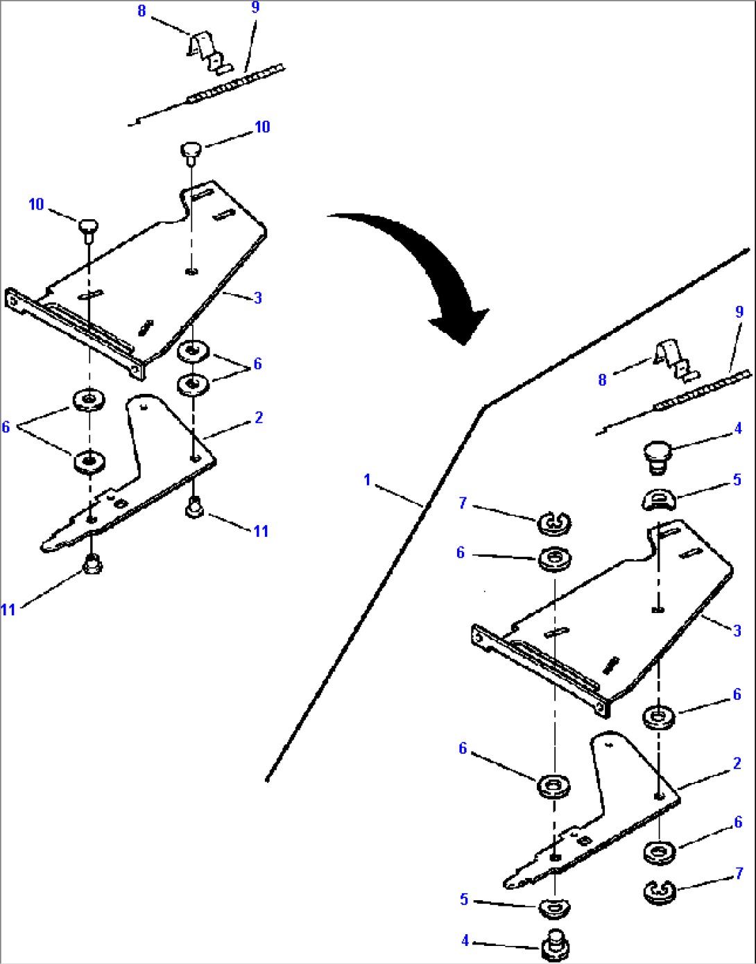 FIG. K0700-53B3 CAB HEATER OR AIR CONDITIONER CONTROL ASSEMBLY - RECIRCULATING LEVER ASSEMBLY
