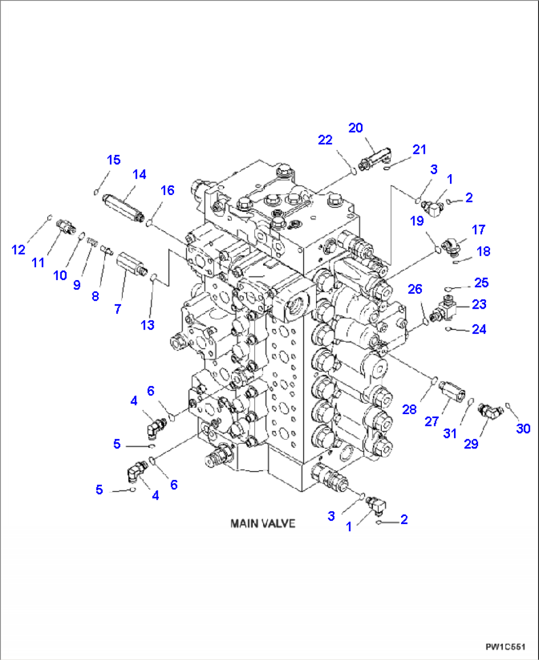 H0120-28A0 MAIN CONTROL VALVE (CONNECTING PARTS) (2/2)