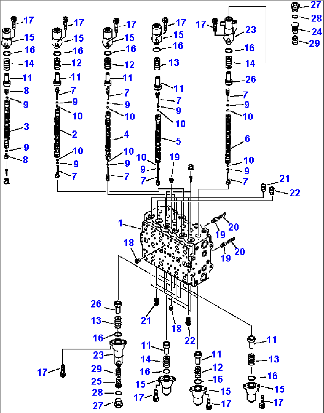 FIG NO. H0120-52A0 MAIN VALVE (1 ACTUATOR) (2/11) VALVE SPOOLS PC200-6 S/N A80704 AND UP; PC200LC-6 S/N A80650 AND UP