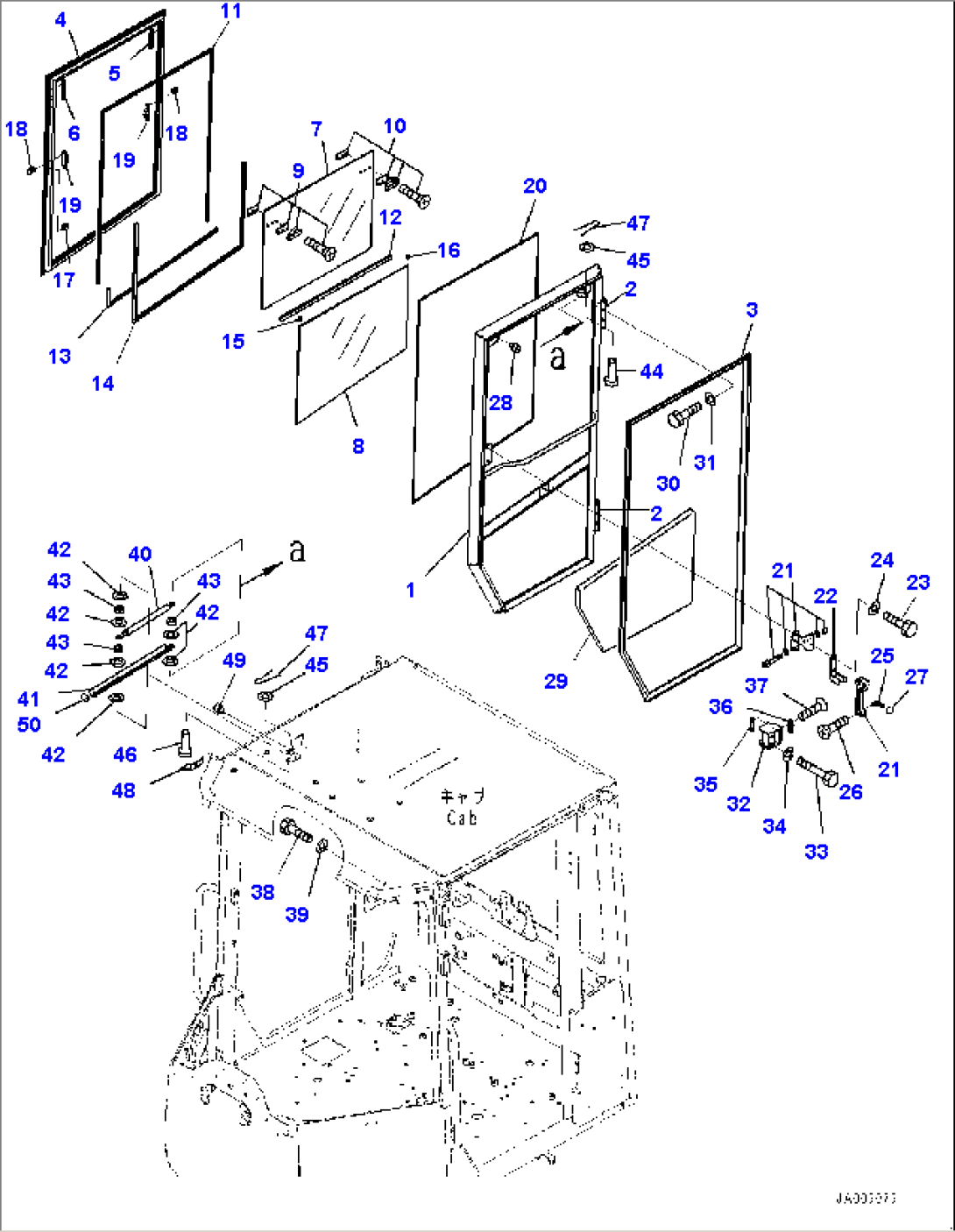 ROPS Cab and Floor Frame Group, Door, R.H.