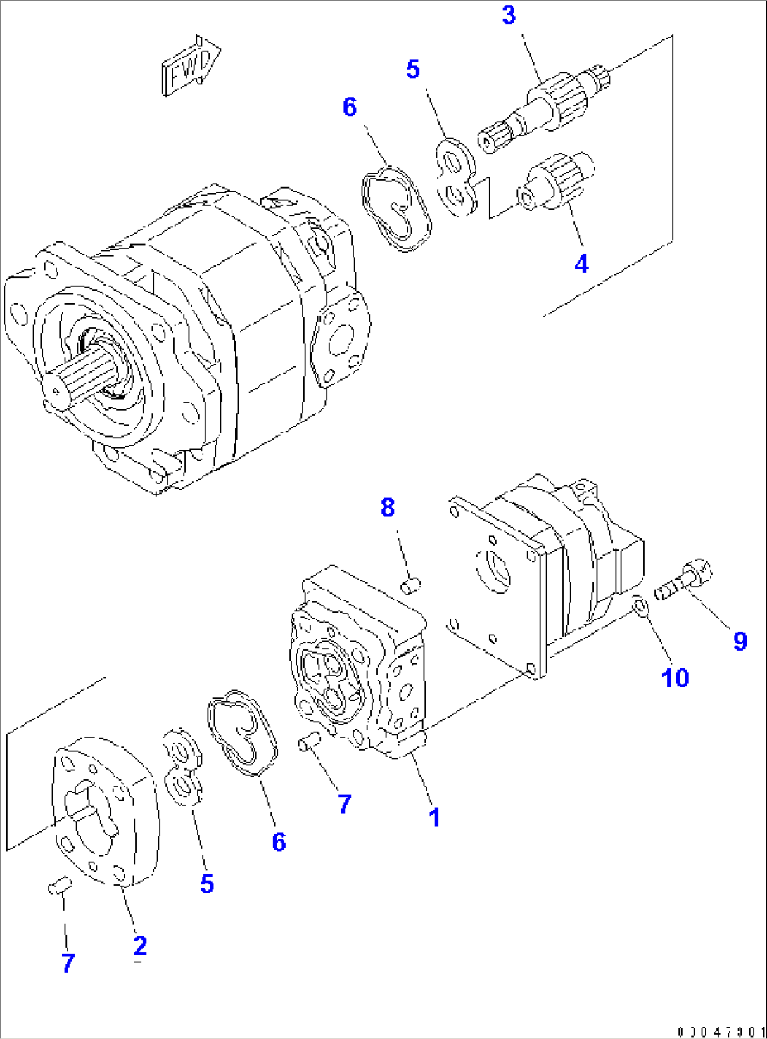 HYDRAULIC GEAR PUMP (SDR80+SB12+8) (2/3)(#7001-)