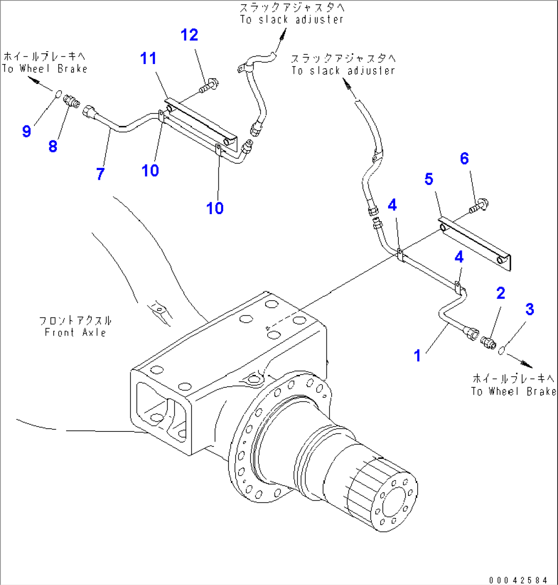 FRONT AXLE (BRAKE PIPING) (-40ßC SPEC.)(#52406-)