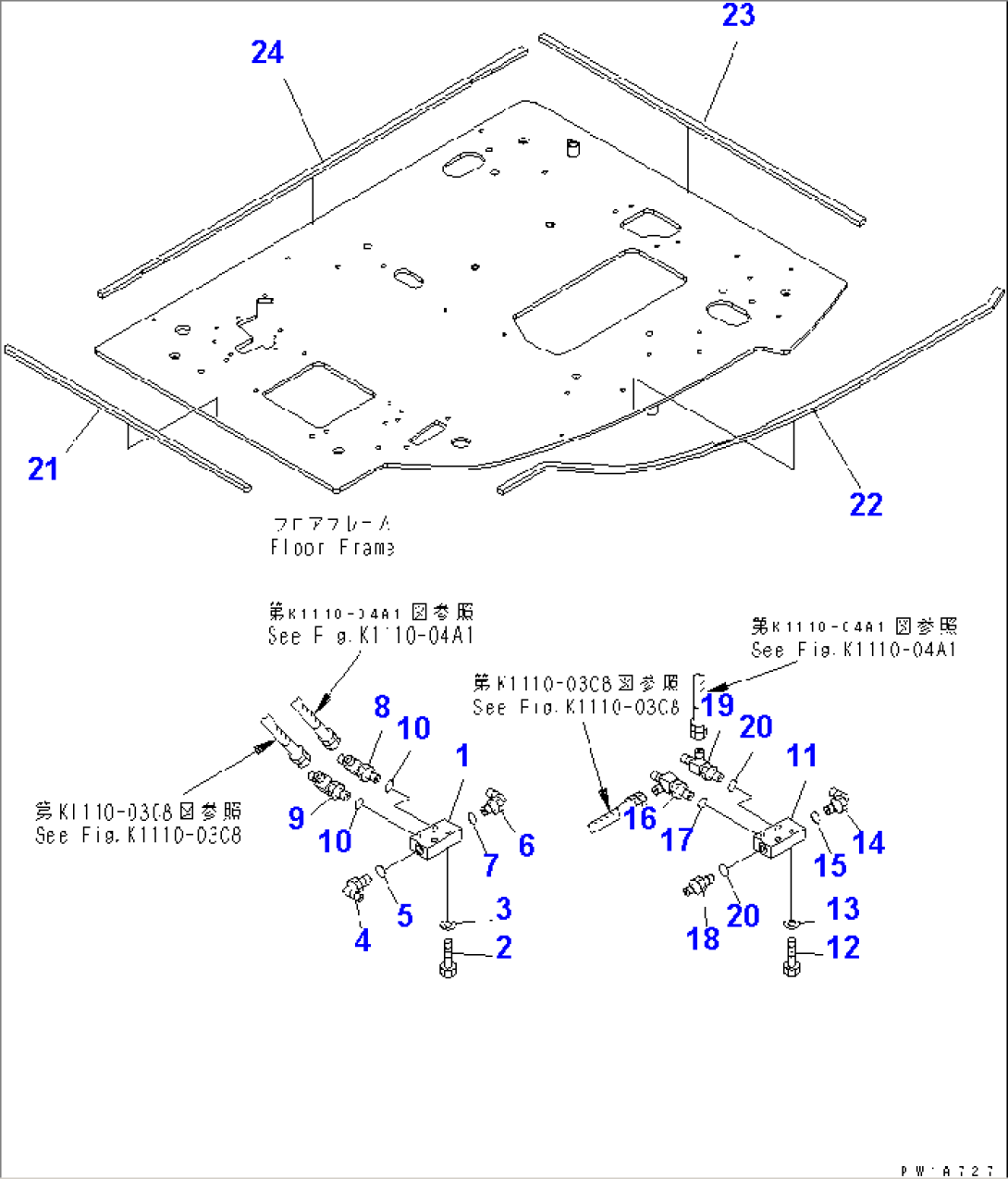 FLOOR FRAME (P¤T BLOCK AND SEAL) (2 ACTUATOR)(#20001-)