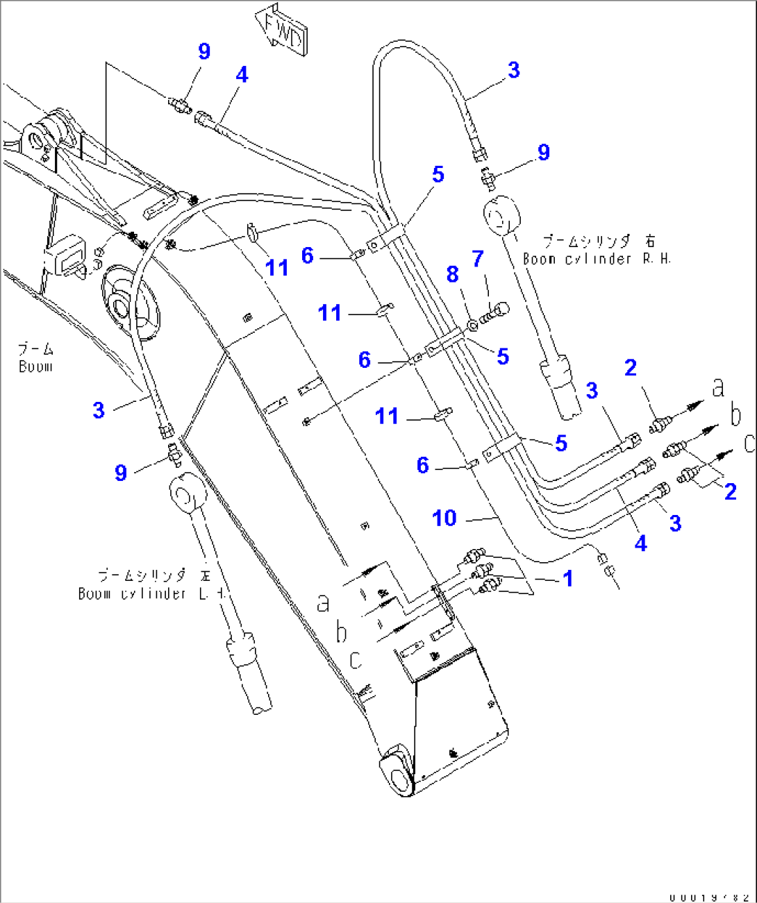 BOOM (LUBRICATING LINE AND WORKING LAMP HARNESS) (FOR ADDITIONAL PIPING)