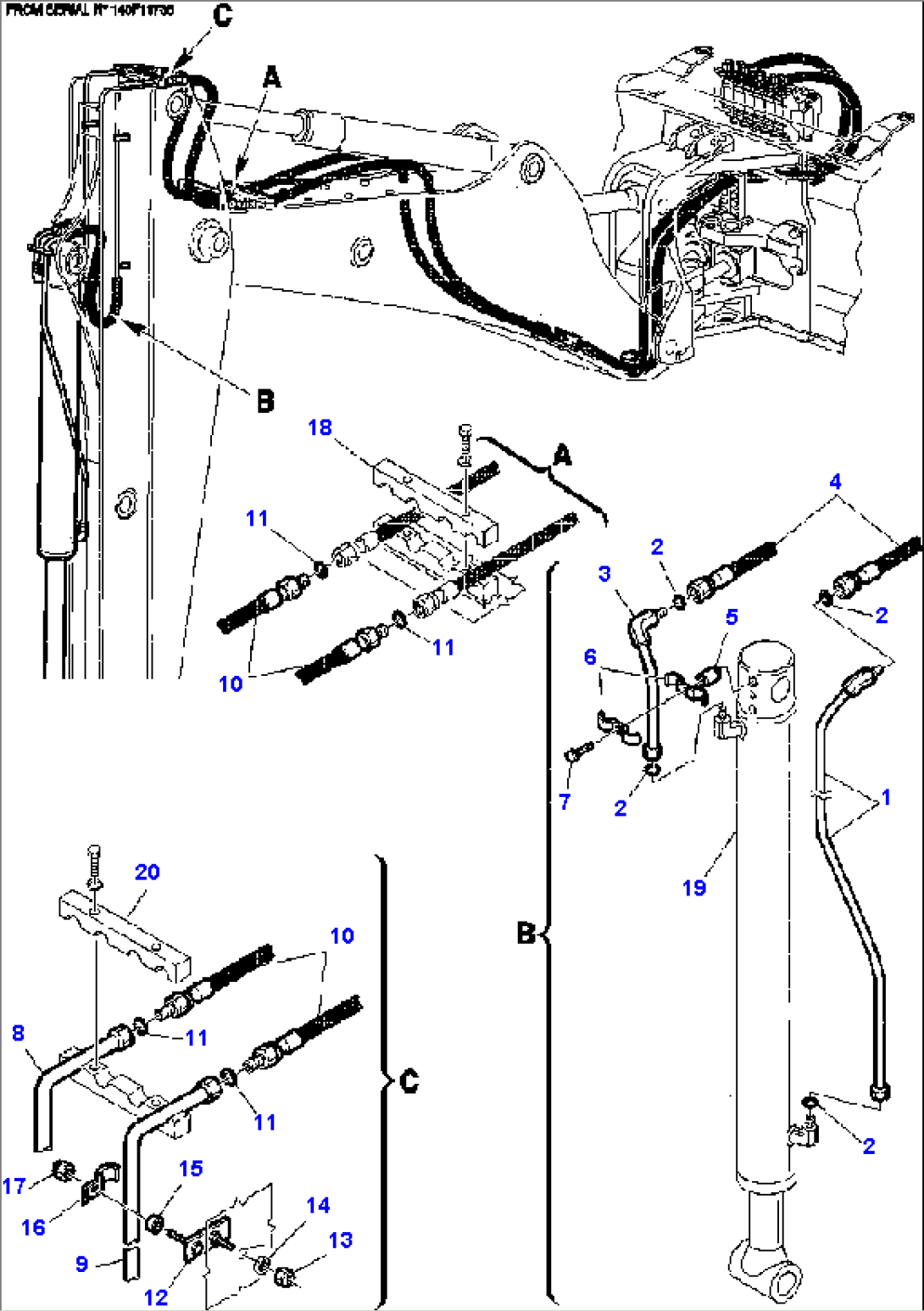 FIG. H6771-01A0 HYDRAULIC PIPING - BUCKET CYLINDER LINE FOR JIG ARM
