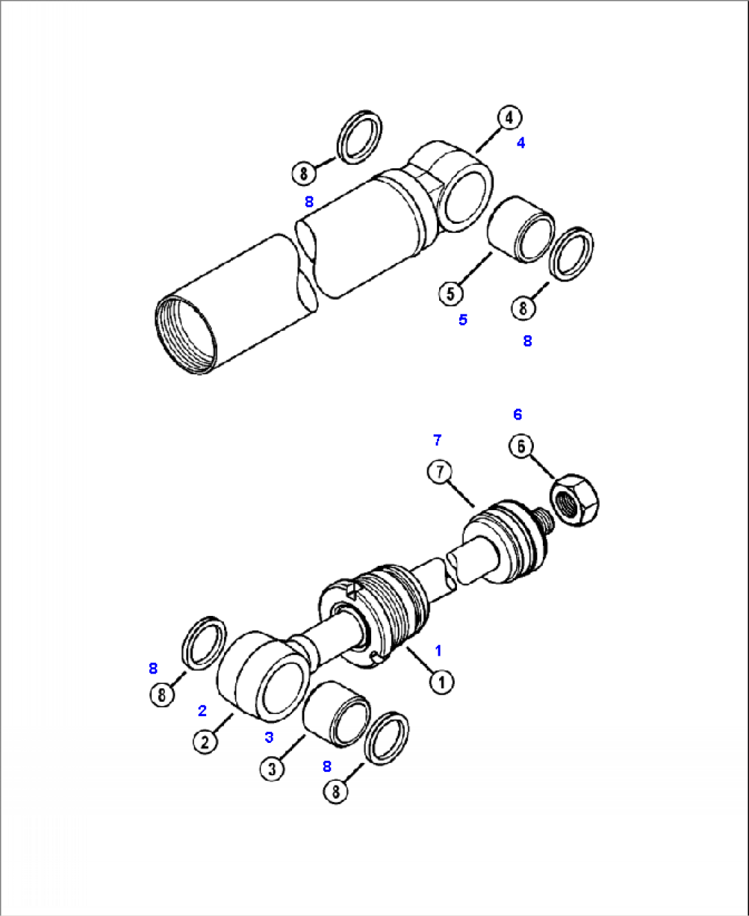 H3036-01A0A LEFT BUCKET CYLINDER ROD AND BARREL