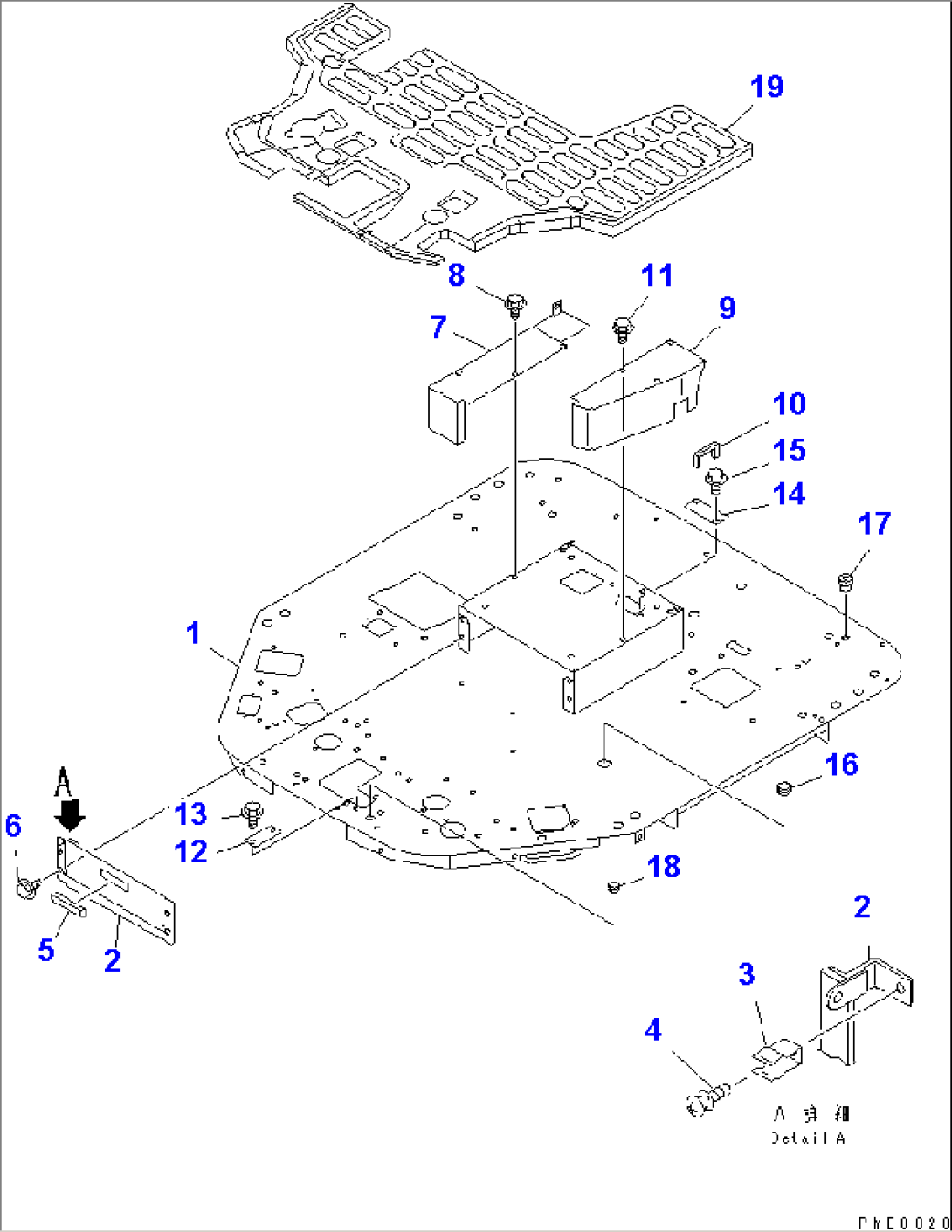 FLOOR FRAME (WITH 5-SPOOL CONTROL VALVE)(#60001-)