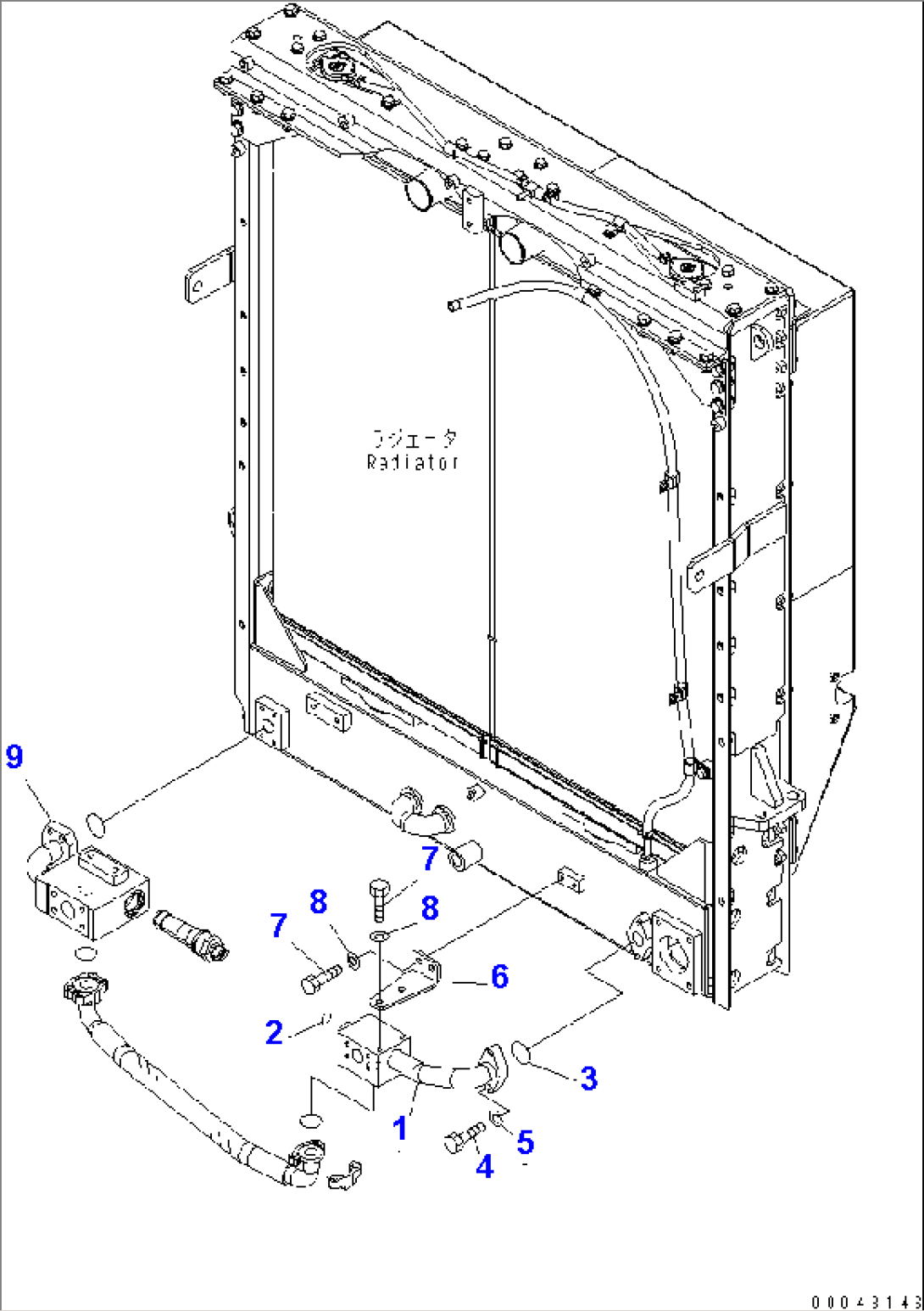 RADIATOR (HYDRAULIC COOLING LINE) (1/2)(#55001-)