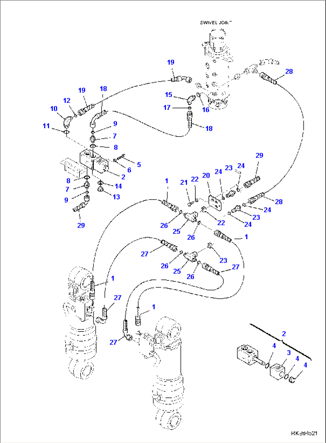 FRONT BLADE AND REAR OUTRIGGER CIRCUIT, LOWER LINE (1/2)