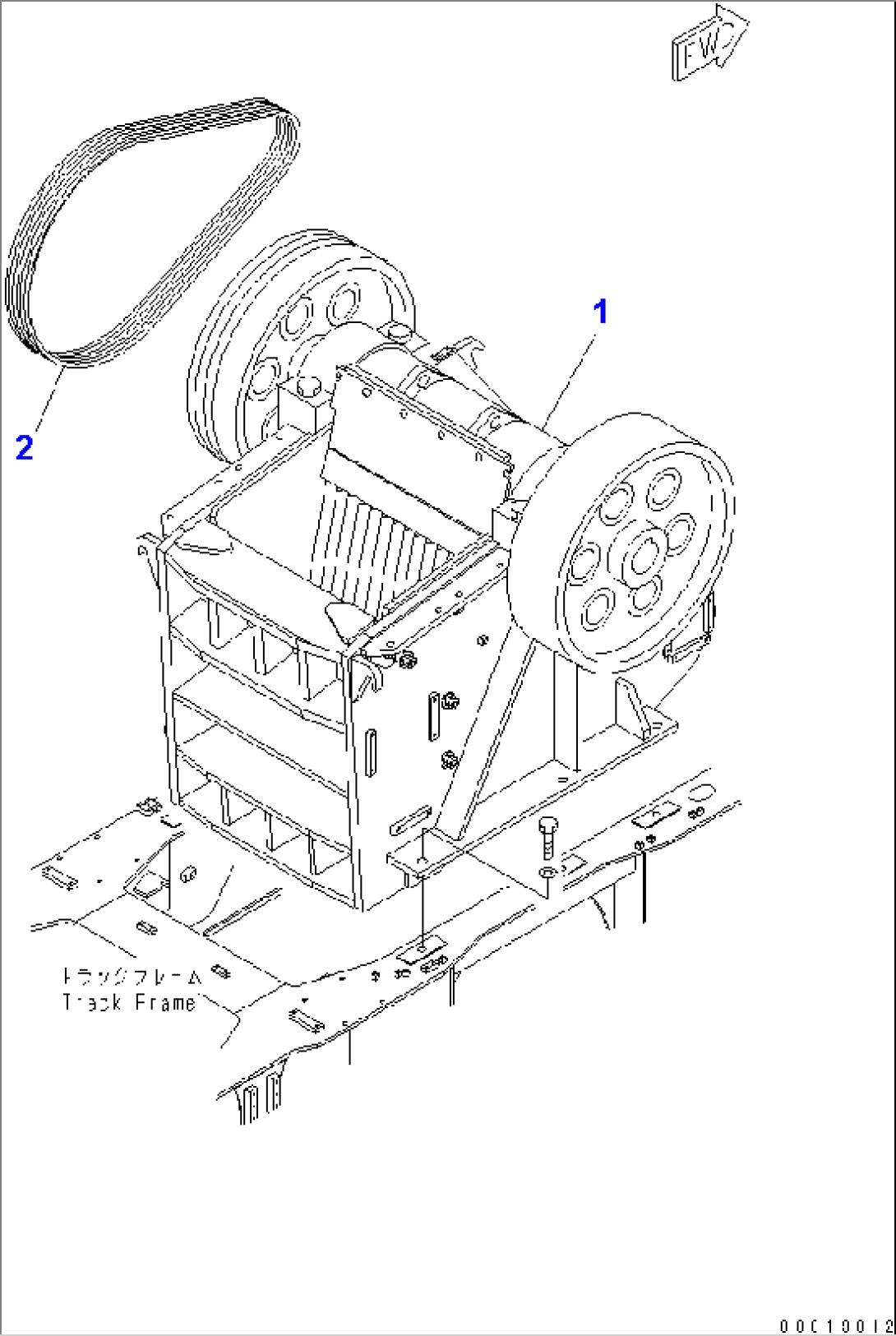 JAW CRUSHER (CRUSHER AND BELT) (BOW SHAPED TEETH)(#1055-)