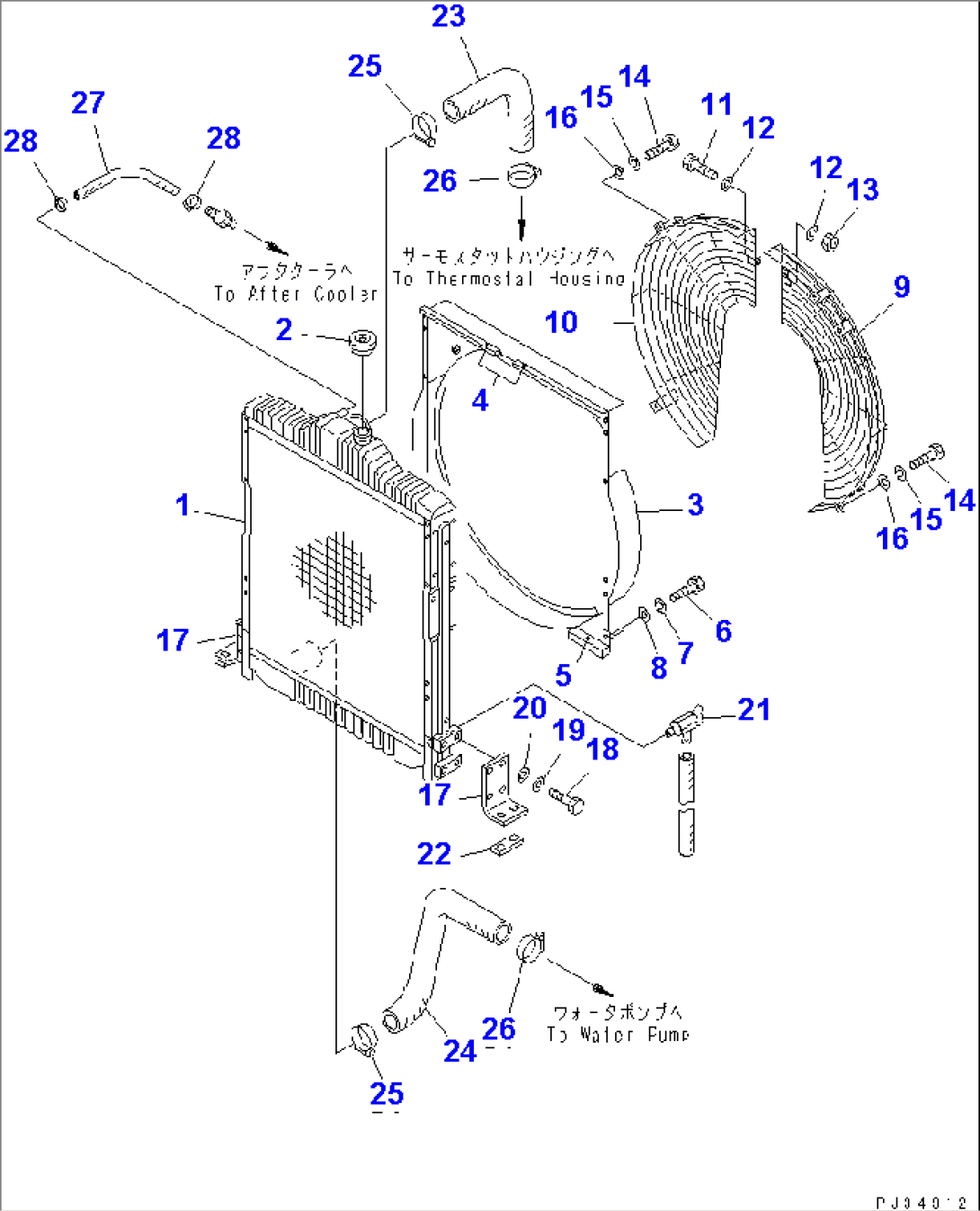 RADIATOR AND PIPING(#54028-)