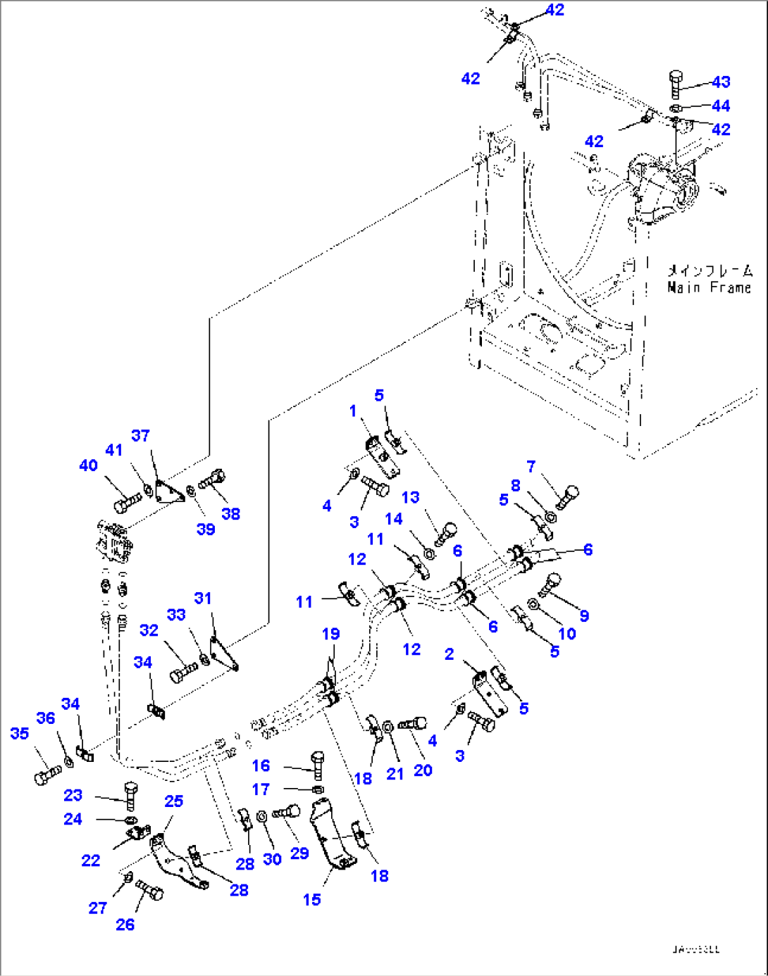 Dozer Blade Lift Cylinder Piping, Mounting (#1001-)