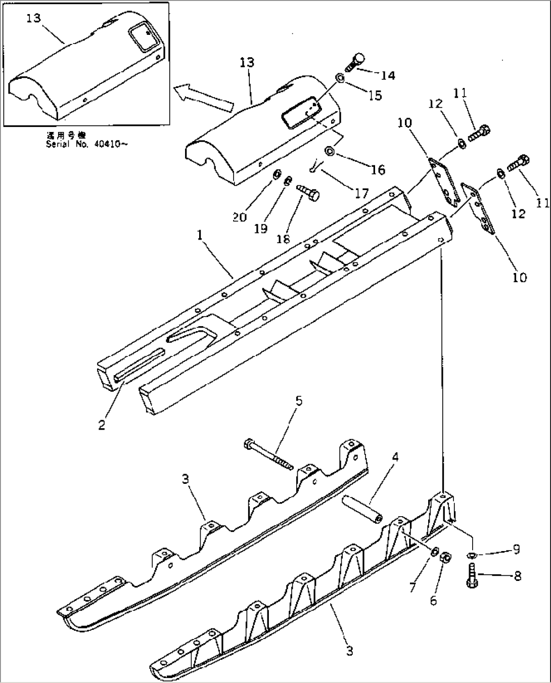 TRACK FRAME (WITH MONO BLOCK TYPE TRACK ROLLER GUARD)