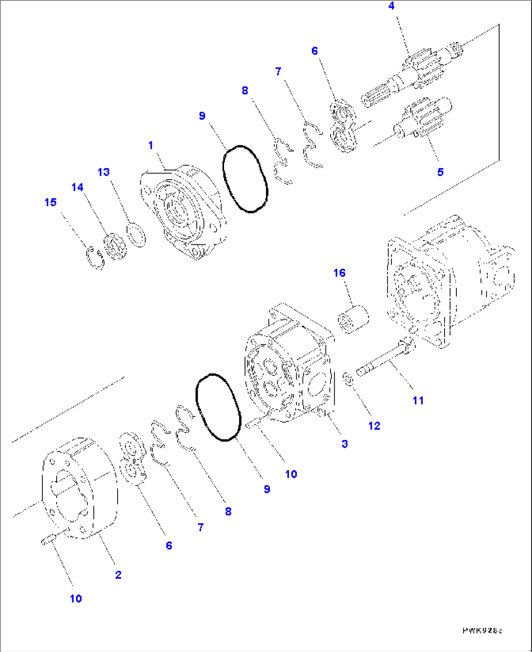 Power Train, Gear Pump, SAL (2) 45+ 45 (1/2) (#80001-)