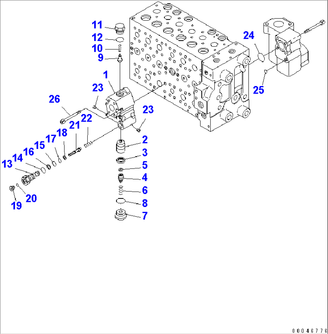 MAIN VALVE (1-ACTUATOR) (ARM HYDRAULIC DRIFT PREVENTION VALVE) (16/21)