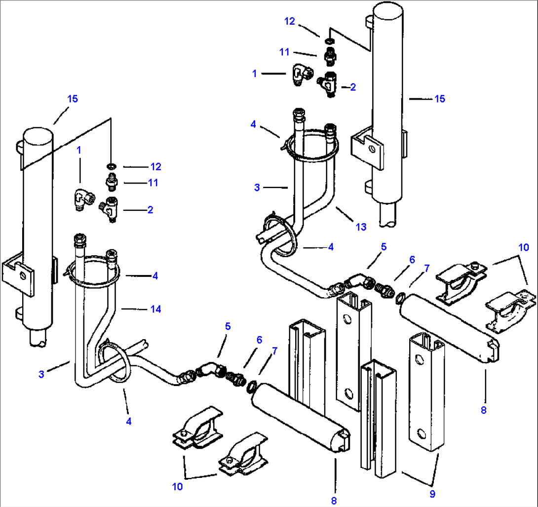 DRAWBAR LIFT ACCUMULATOR INSTALLATION R.H. AND L.H. 90 DEGREE BLADE SUSPENSION