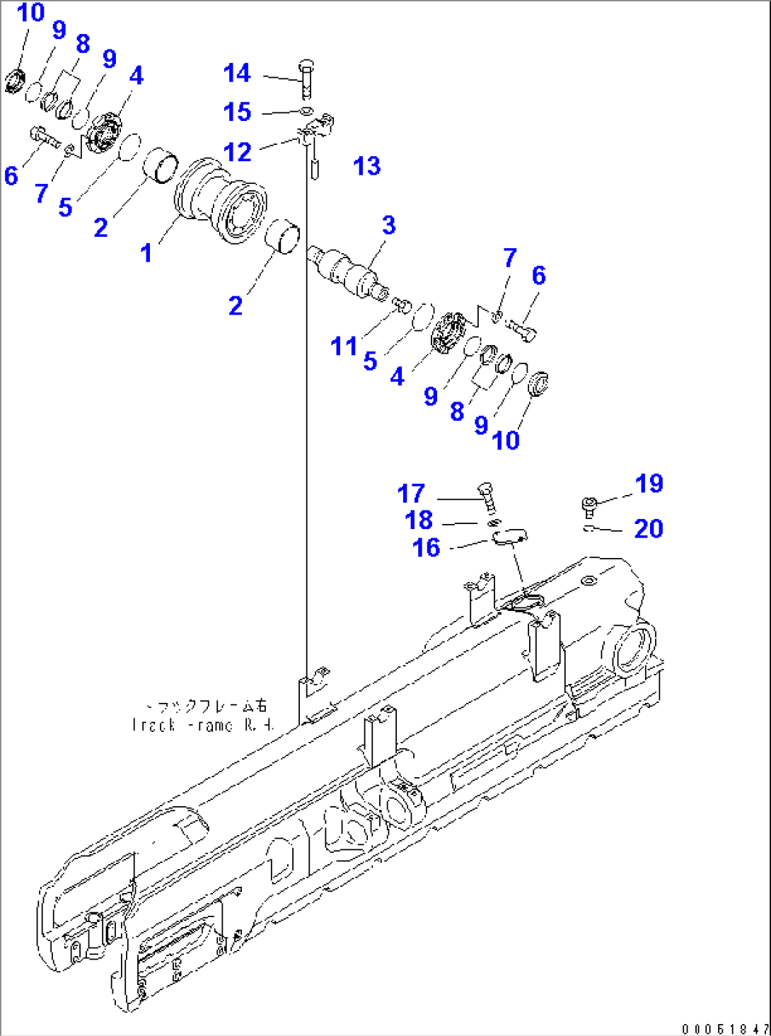 TRACK FRAME (CARRIER ROLLER) (R.H.) (LONG TRACK)(#76460-)