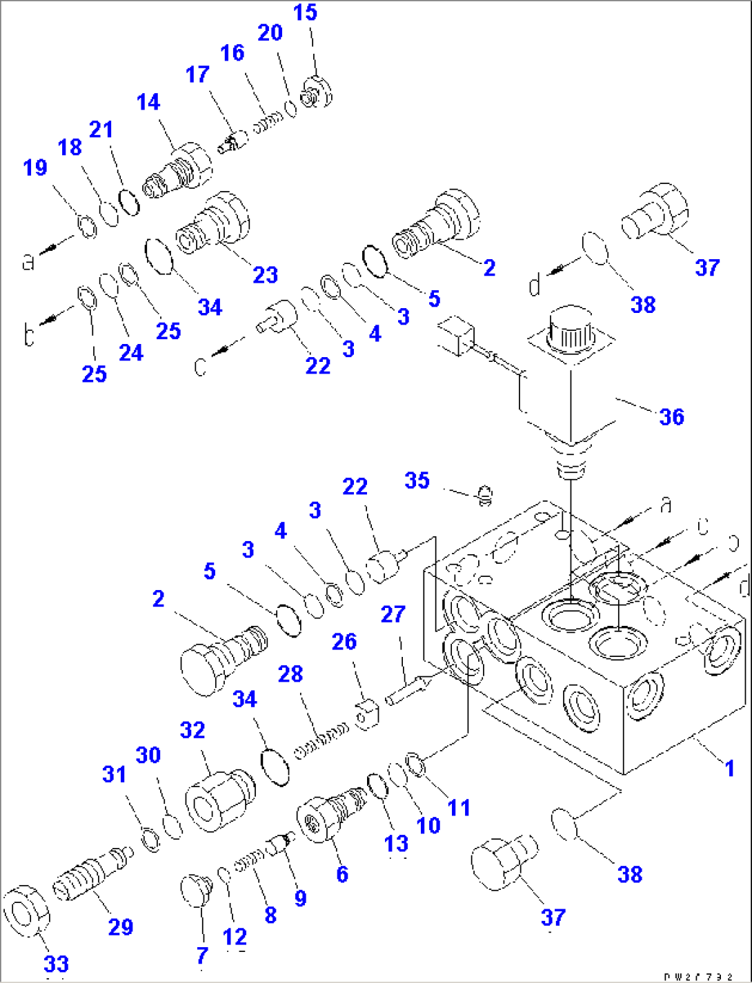 PILOT CHECK VALVE (INNER PARTS) (FOR BLADE SHIFT¤ L.H.) (WITH SCARIFIER¤ POWER TILT AND RIPPER)