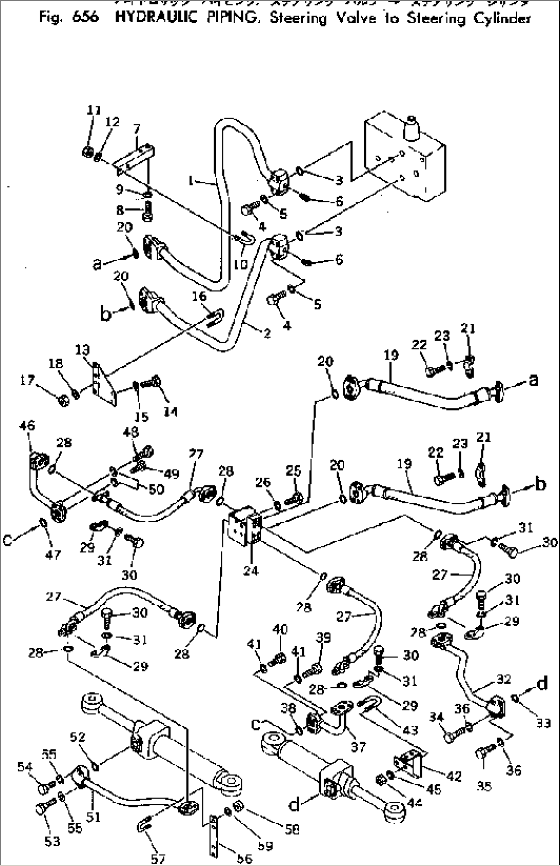 HYDRAULIC PIPING¤ STEERING VALVE TO STEERING CYLINDER