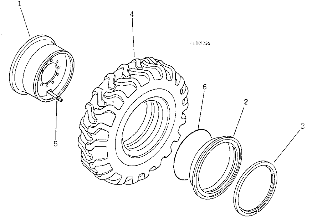 WHEEL AND TUBELESS TIRE