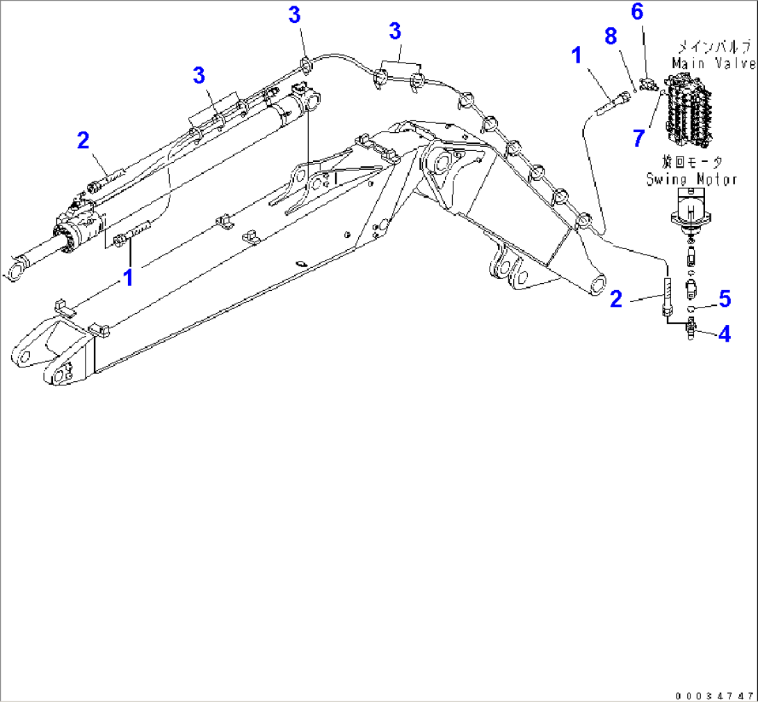 ARM CYLINDER (PIPING) (WITH SAFETY VALVE) (2/2) (FOR 2-PIECE BOOM)