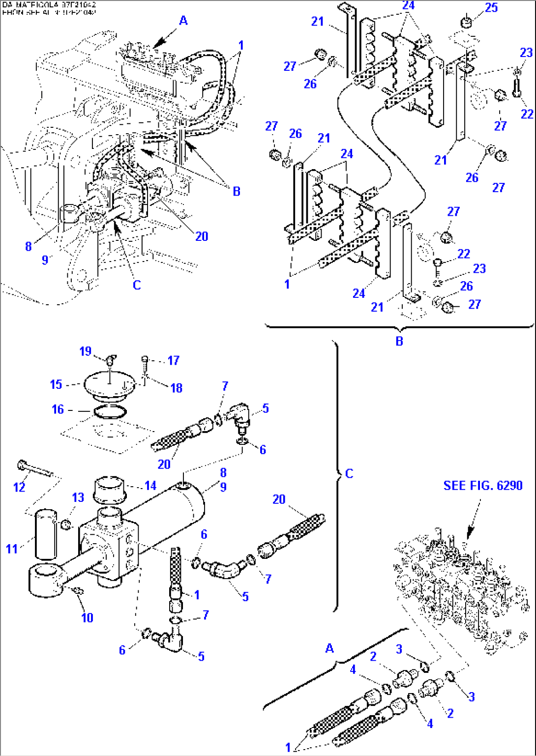 HYDRAULIC PIPING (BOOM SWING CYLINDER LINE)