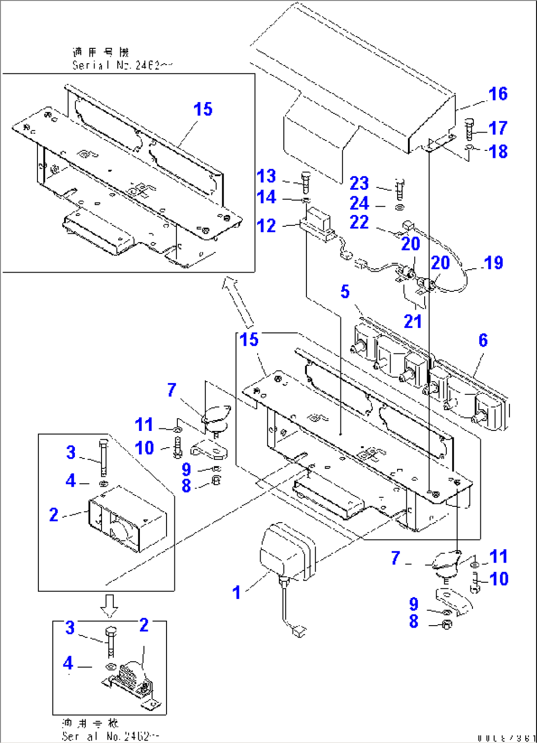 REAR LAMP¤ BACK-UP ALARM AND INCLINATION SENSOR (FOR REAR VIEW TV MONITOR) (EC REGULATION)(#2001-)