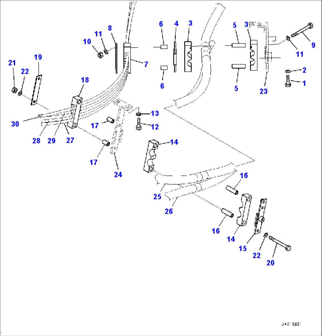 Hydraulic Piping, Work Equipment Control Proportional Pressure Control (PPC) Piping Mounting (#80001-)