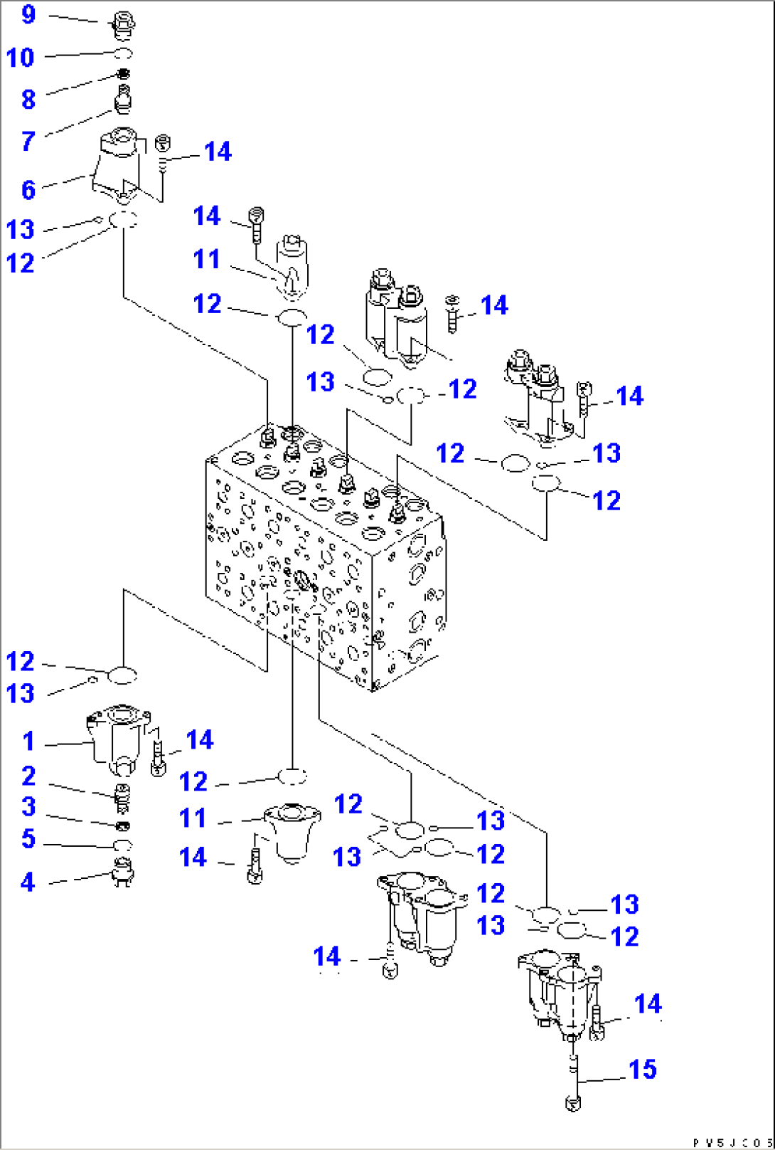 MAIN VALVE (8-SPOOL) (4/20) (FOR 2-PIECE BOOM)