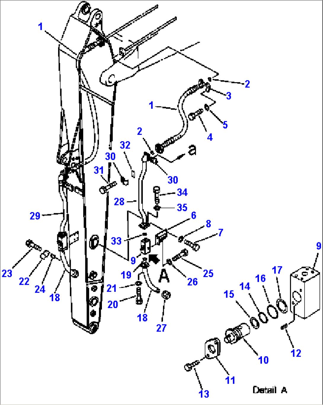 FIG NO. T1200-0519 PIPING - ADDITIONAL HYDRAULICS 3.5M ARM