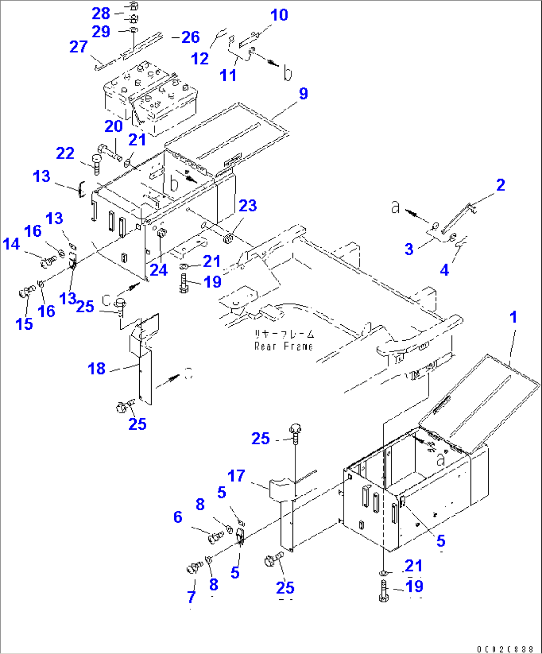 BATTERY MOUNTING (BOX AND BATTERY MOUNTING) (WITH R.H. LADDER)