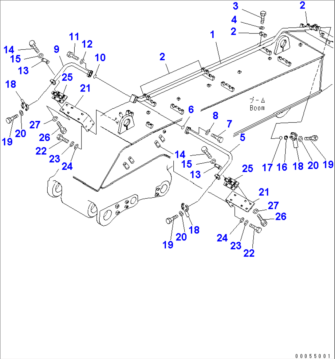 BOOM (BUCKET CYLINDER HEAD LINE) (2/2) (FOR LOADER)