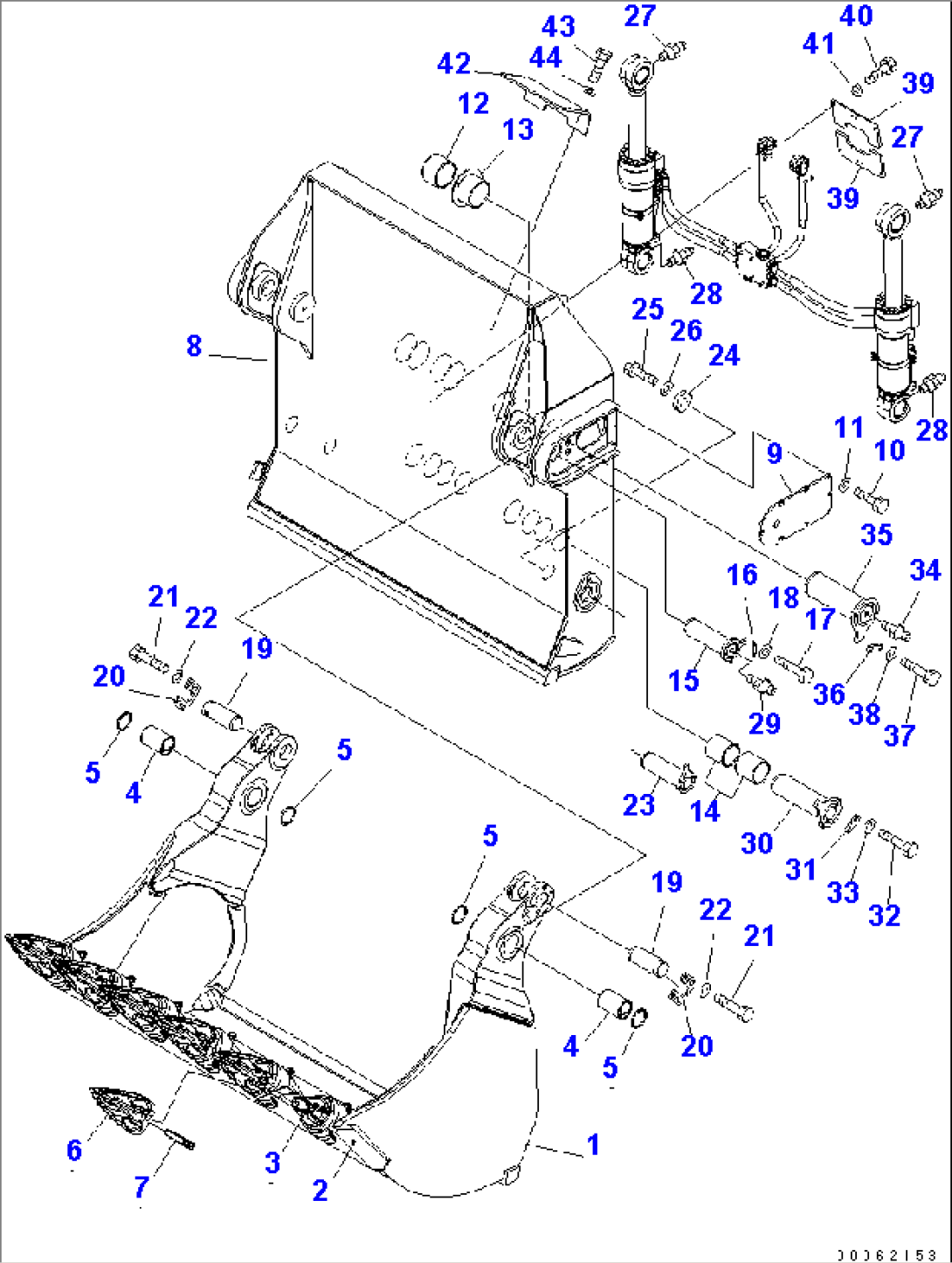 BOTTOM DUMP BUCKET (4.0M3) (HORIZONTAL PIN TYPE) (WITHOUT LINK)( KMAK TOOTH) (FOR LOADER)