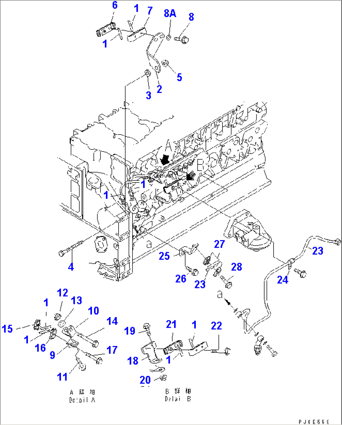 FUEL PUMP SUPPLY AND RETURN PIPING(HM400-1)(#110014-110237)