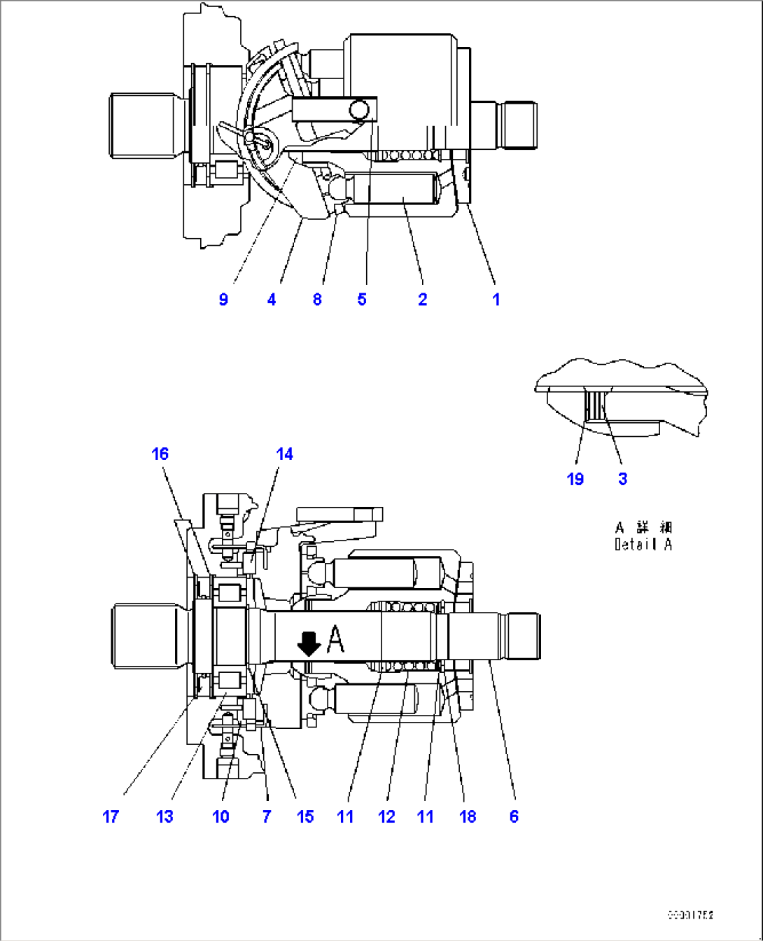 Hydrostatic Transmission Pump and Hydraulic Oil Pump, Inner Parts, Pump (2/14) (#80001-)