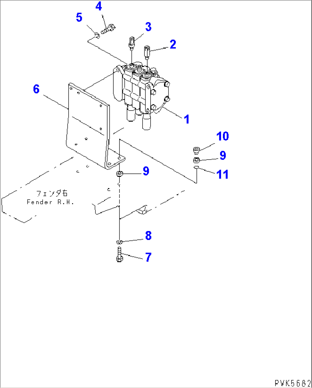 MAIN VALVE (MOUNT) (FOR POWER ANGLE POWER TILT DOZER) (FOR 3-POINT HITCH)(#78604-80198)