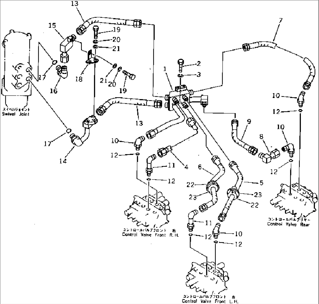 HYDRAULIC PIPING (TRAVEL MOTOR LINE) (1/2)