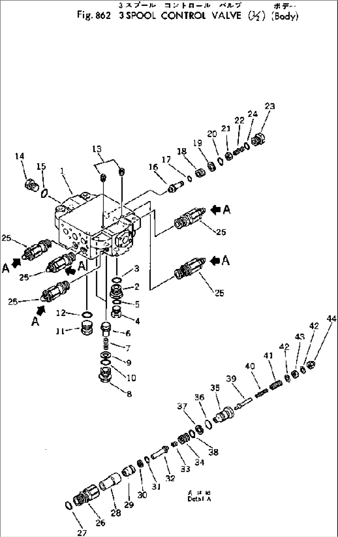 3-SPOOL CONTROL VALVE (1/2) (BODY)(#10001-)