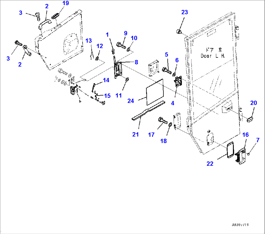 Cab and Floor Frame Group, Door Knob, L.H. (#66847-66942)