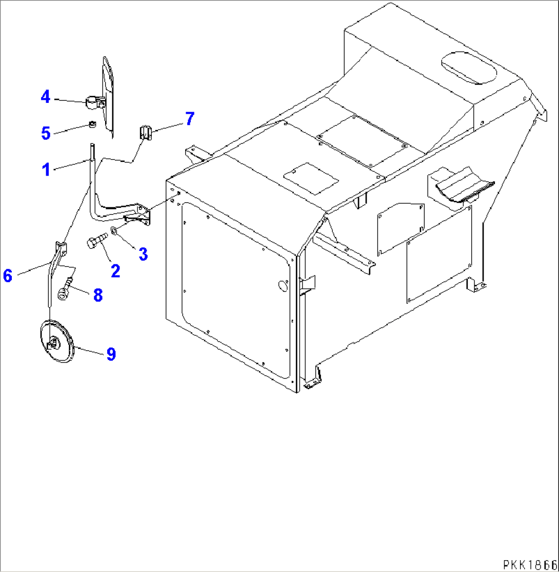 HOOD COVER (MIRROR) (FOR ROPS CAB)(#1801-)