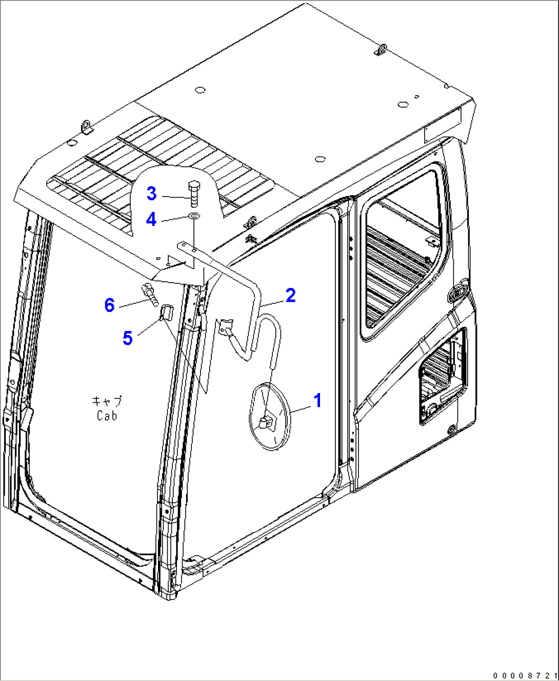 REAR VIEW MIRROR, L.H. (WITH TOP GUARD)